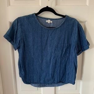 Silence and Noise Denim Cropped Shirt